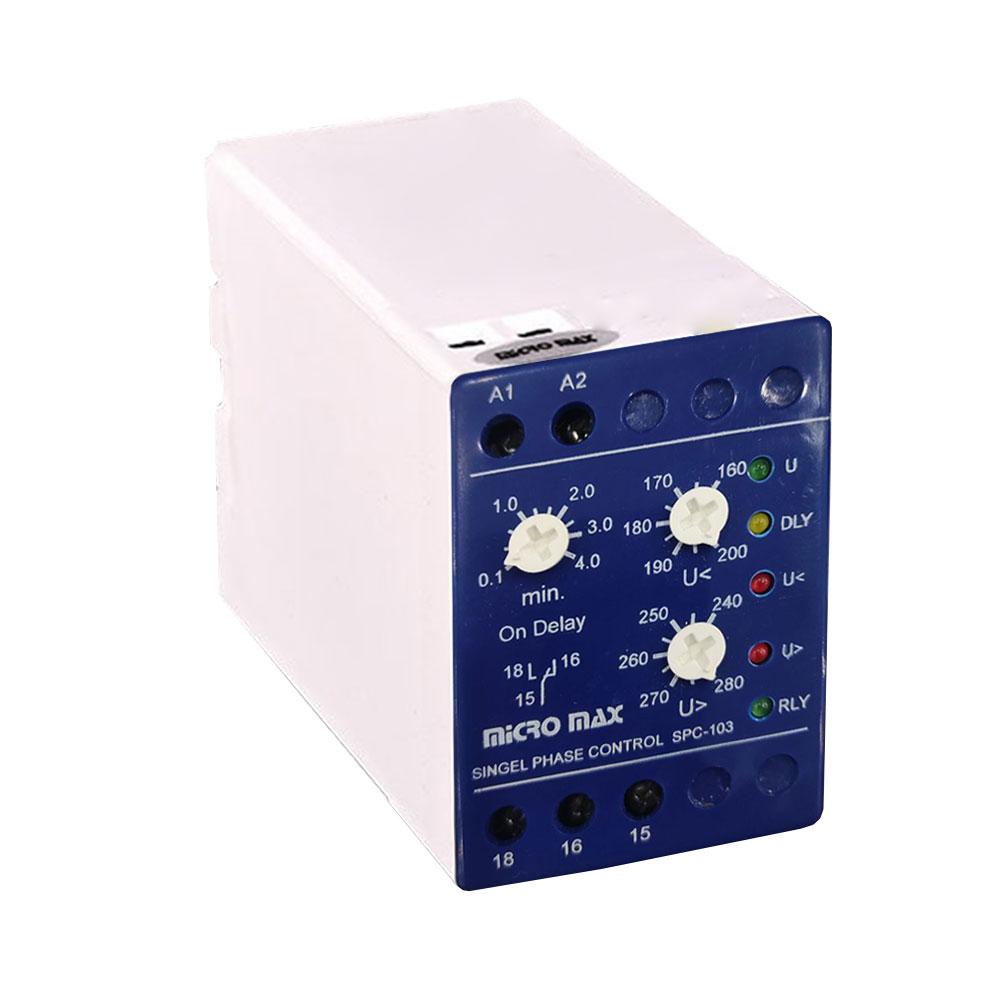 رله کنترل فاز تک فاز محافظ بوبین کنتاکتور میکرومکس مدل SPC-103