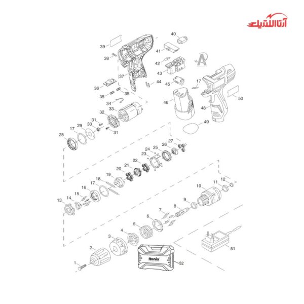 دریل پیچ‌گوشتی شارژی 12 ولت رونیکس مدل 8012