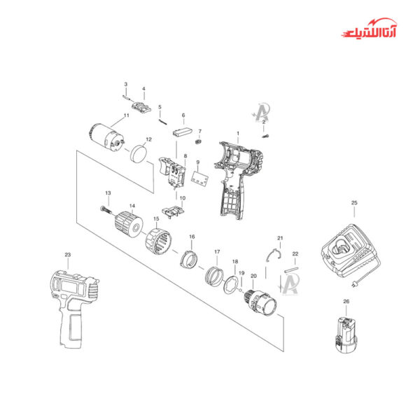 دریل پیچ‌گوشتی شارژی 12 ولت دو سرعته رونیکس مدل 8612
