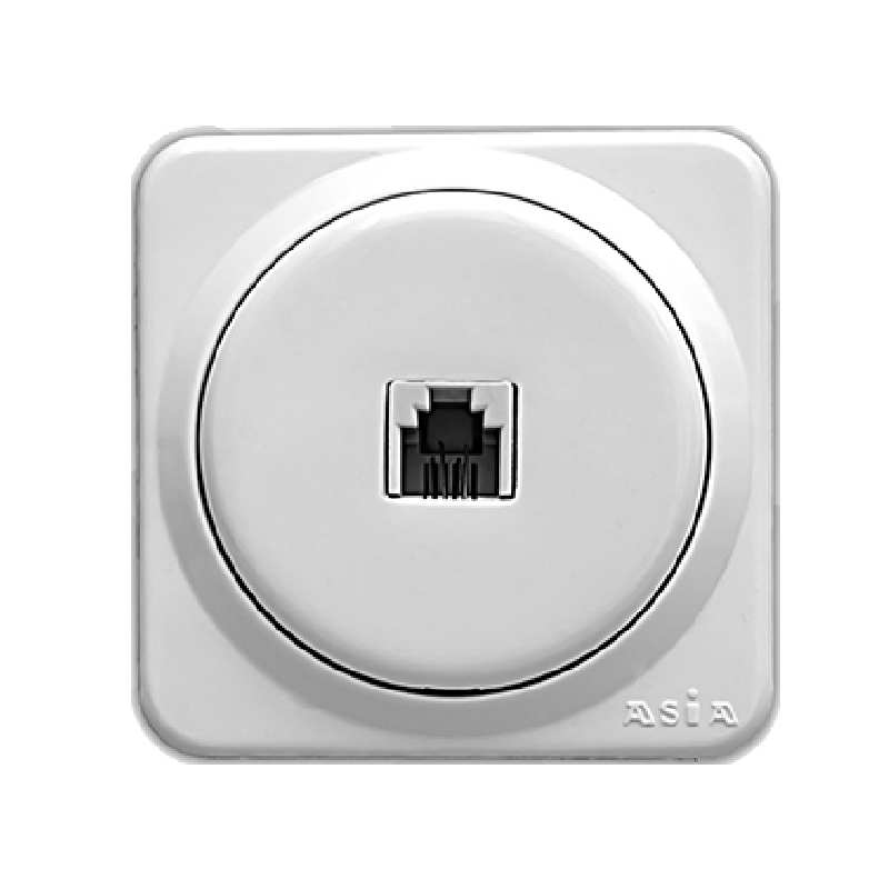 پریز تلفن تک خانه روکار آسیا الکتریک مدل رز