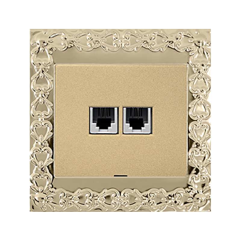 پریز تلفن دو خانه آسیا الکتریک مدل الماس لوکس