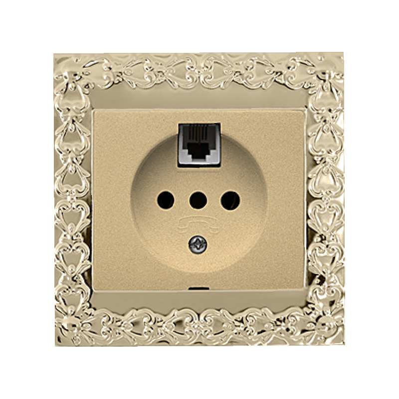 پریز تلفن دو منظوره آسیا الکتریک مدل الماس لوکس