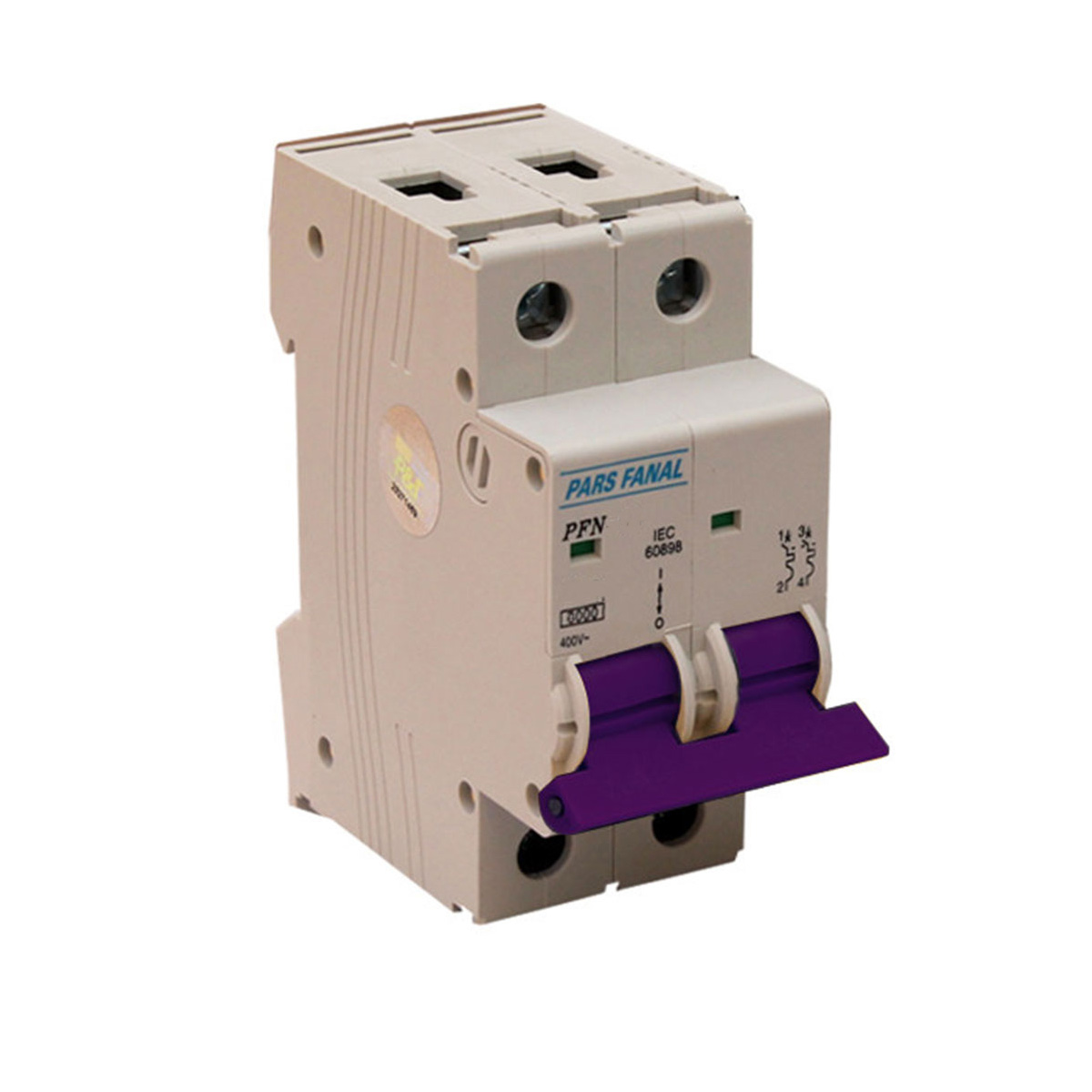 کلید مینیاتوری یک پل + نول 63 آمپر پارس فانال مدل C63-10K-PFN-1P+N