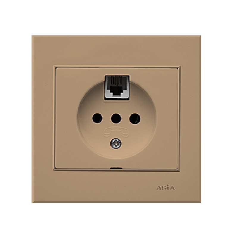 پریز تلفن دو منظوره آسیا الکتریک مدل اریک