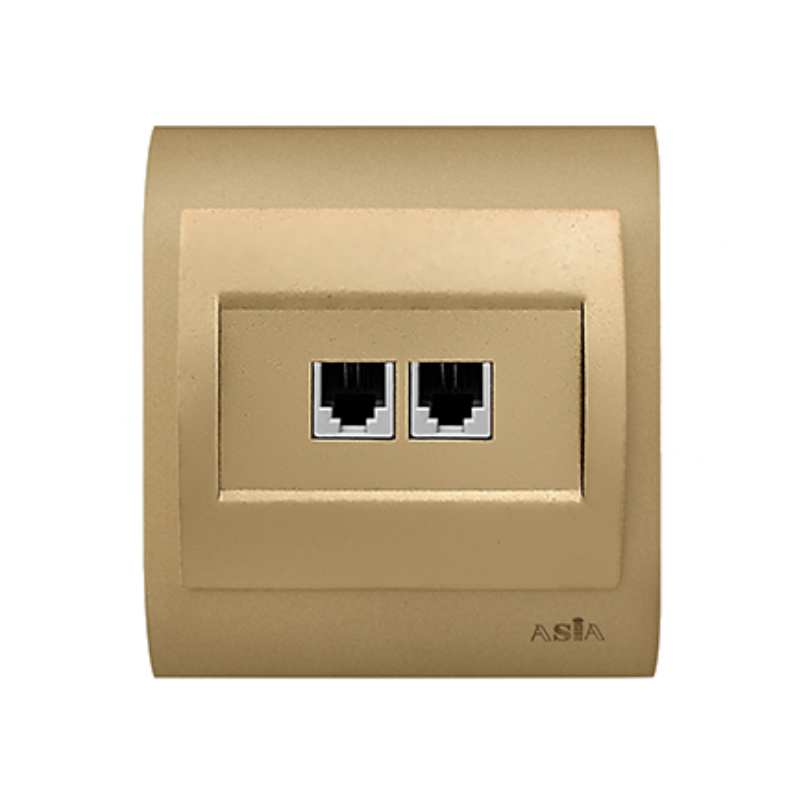 پریز تلفن دو خانه آسیا الکتریک مدل آمیتیس