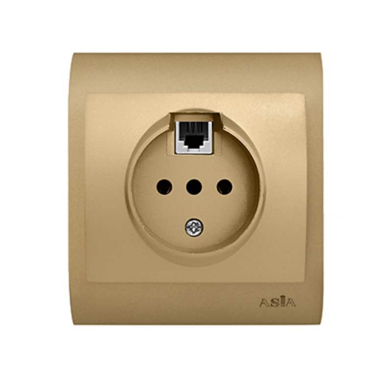 پریز تلفن دو منظوره آسیا الکتریک مدل آمیتیس