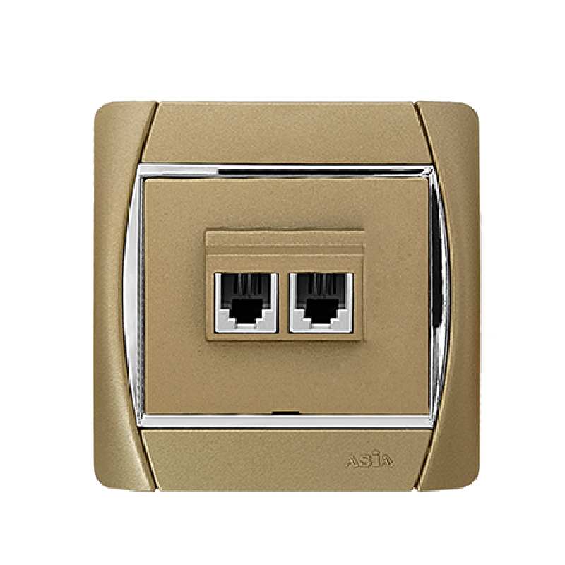 پریز تلفن دو خانه آسیا الکتریک مدل سیلور