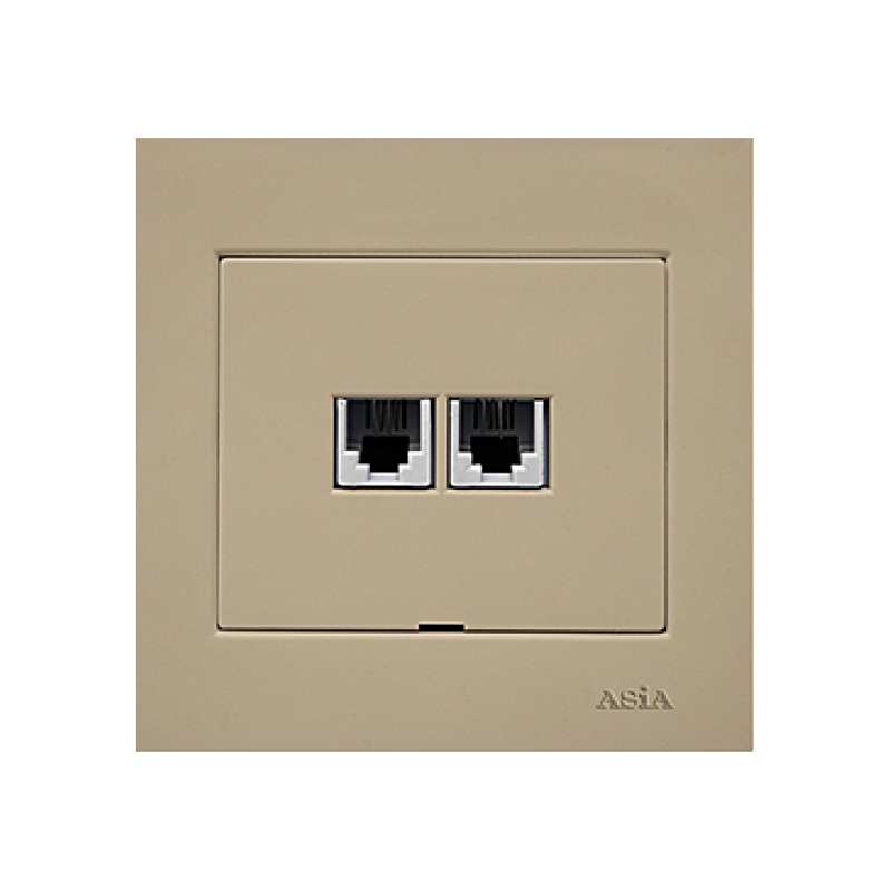 پریز تلفن دو خانه آسیا الکتریک مدل الماس