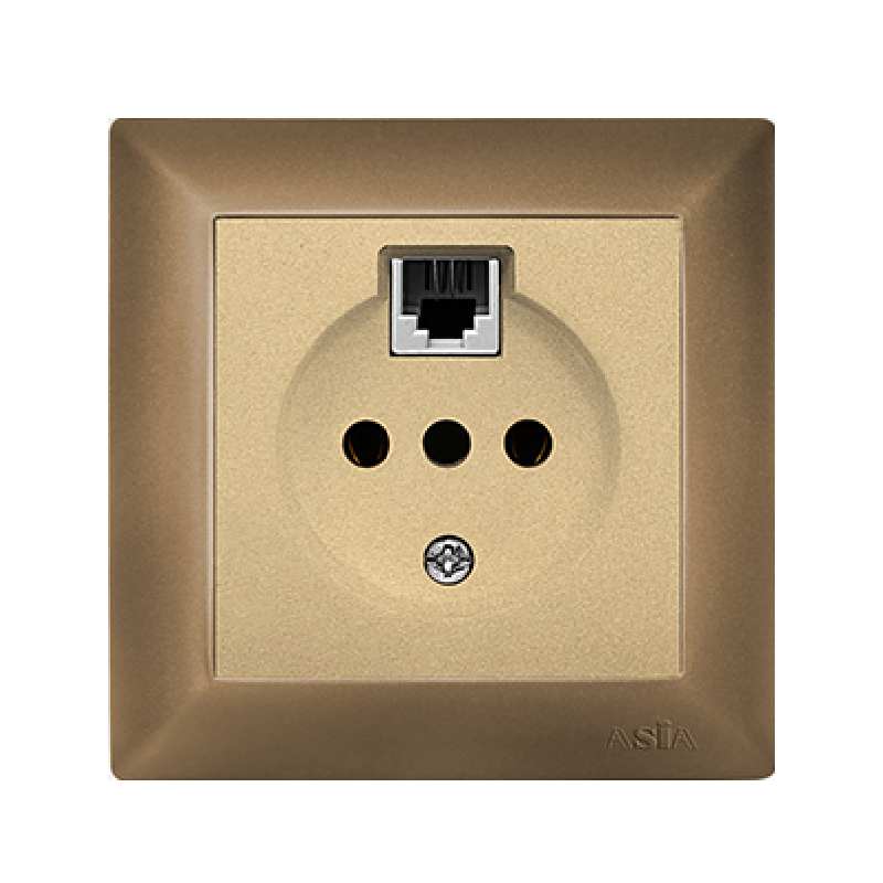 پریز تلفن دو منظوره آسیا الکتریک مدل پارسه