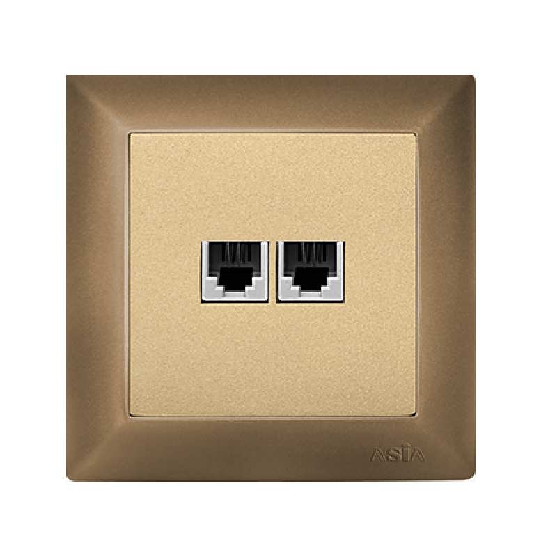 پریز تلفن دو خانه آسیا الکتریک مدل پارسه