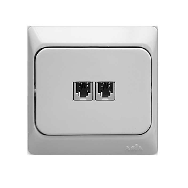 پریز تلفن دو خانه آسیا الکتریک مدل دیپلمات