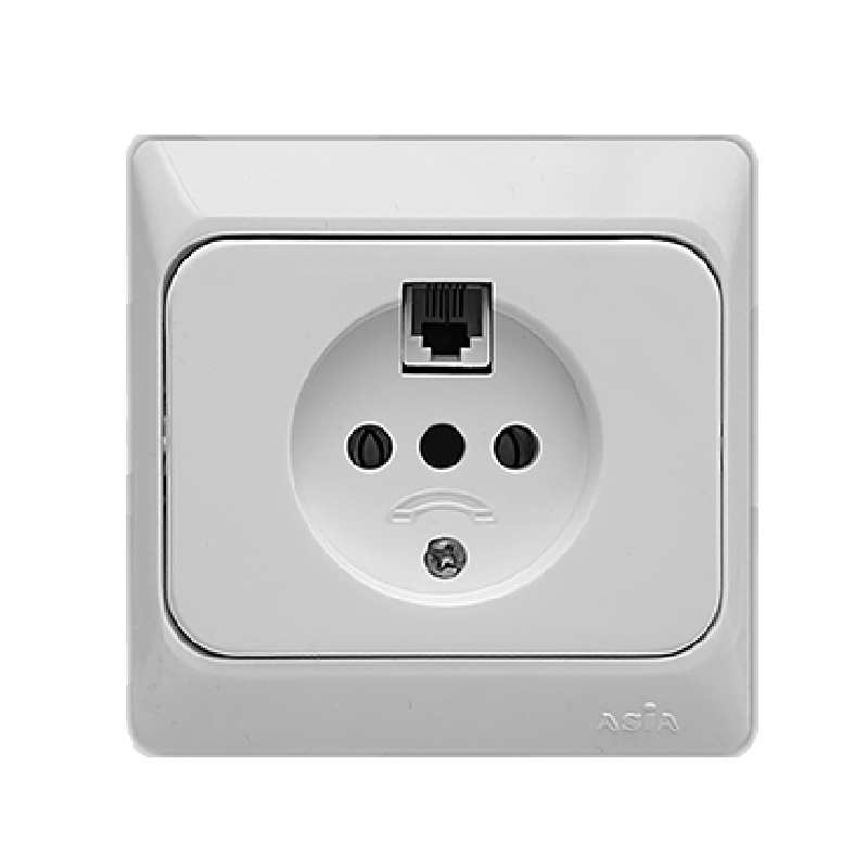 پریز تلفن دو منظوره آسیا الکتریک مدل دیپلمات