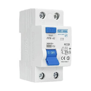 کلید محافظ جان دو پل 63 آمپر پارس فانال مدل PFR-2P-63A-6K-30mA