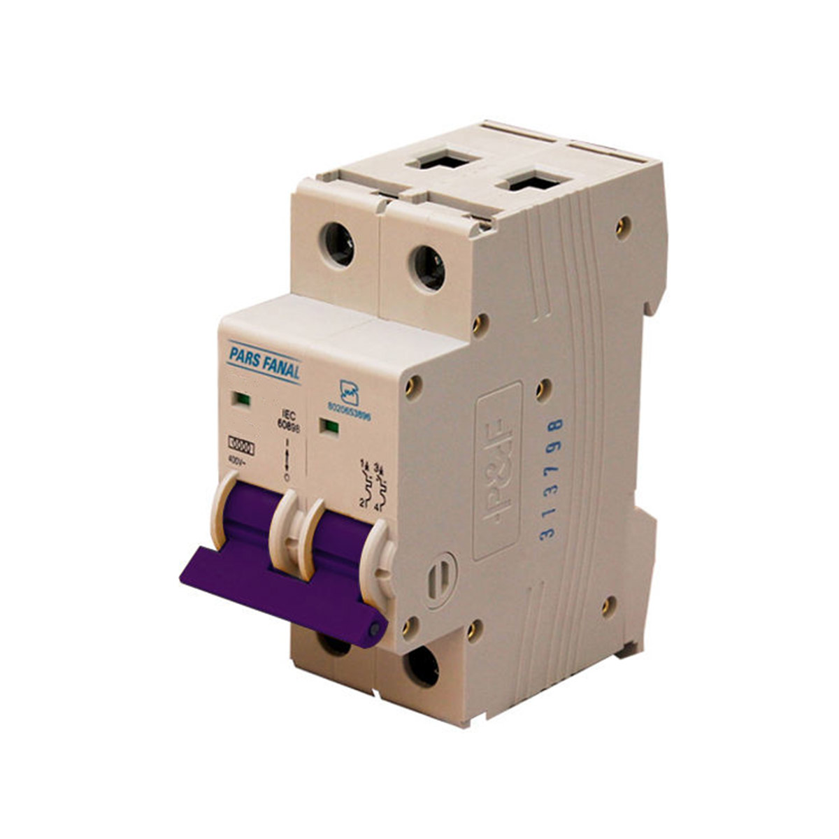 کلید مینیاتوری دو پل 16 آمپر DC پارس فانال مدل B16-10K-PFN-16-2P