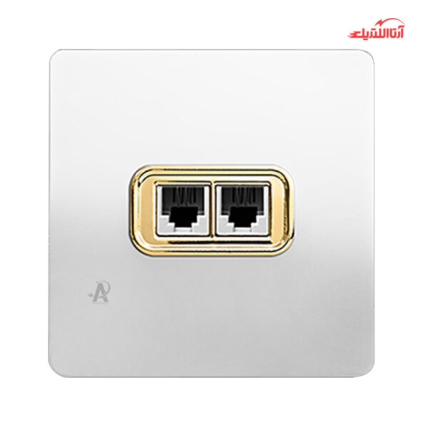 پریز تلفن دو خانه آسیا الکتریک مدل کریستال