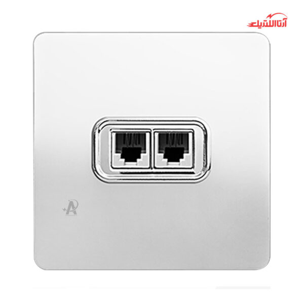 پریز تلفن دو خانه آسیا الکتریک مدل کریستال