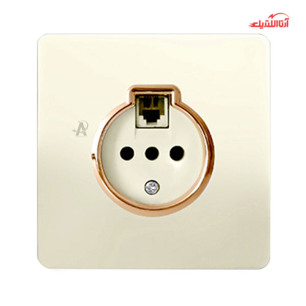 پریز تلفن دو منظوره آسیا الکتریک مدل کریستال