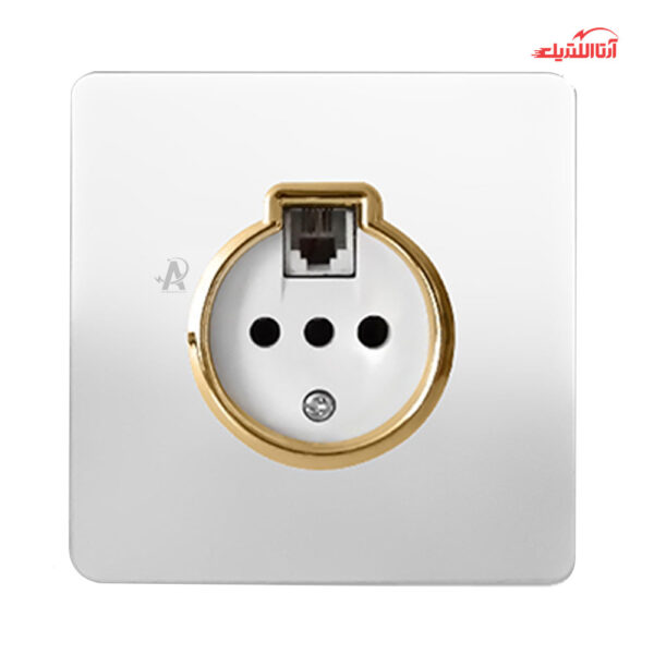 پریز تلفن دو منظوره آسیا الکتریک مدل کریستال