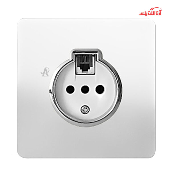 پریز تلفن دو منظوره آسیا الکتریک مدل کریستال