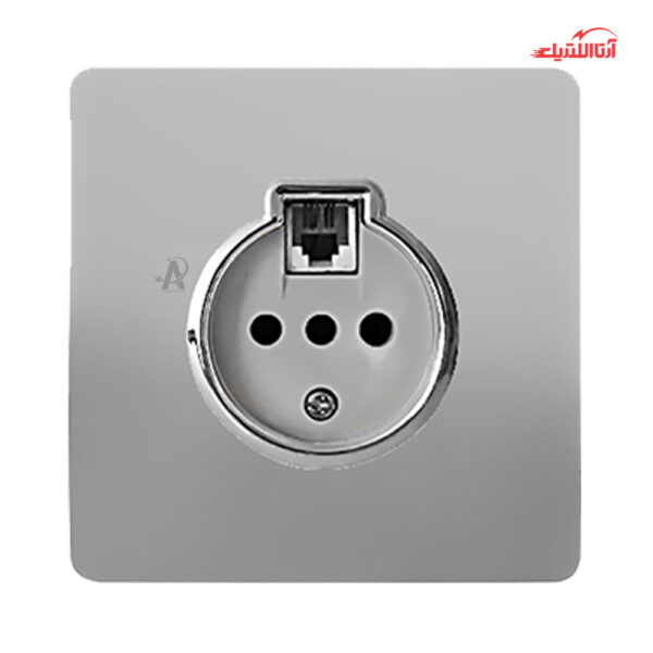 پریز تلفن دو منظوره آسیا الکتریک مدل کریستال