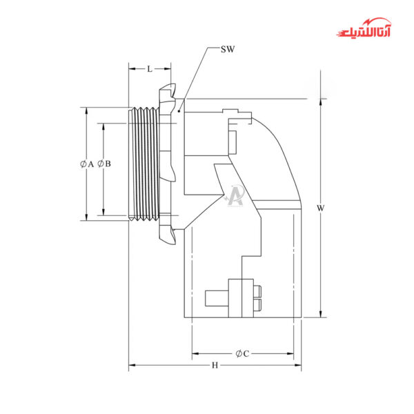 گلند فلزی دو پیچ زانویی B90 رهورد خراسان سایز 42