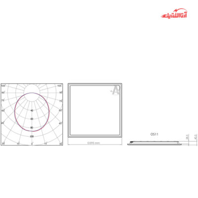 پنل سقفی LED مربع توکار 50 وات 60 در 60 آلتون رای مدل سورنا AL-OS11
