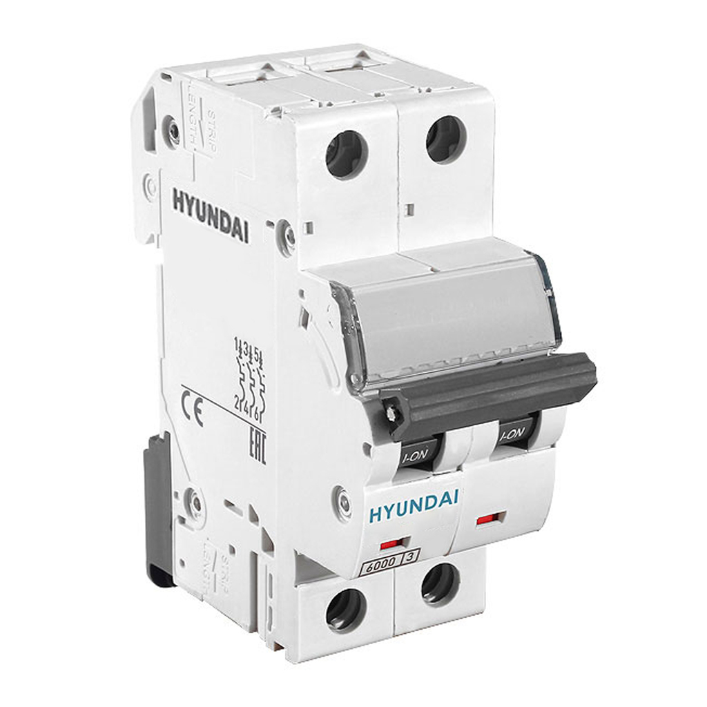 کلید مینیاتوری 40 آمپر دو پل هیوندای کد B40-6KA-2P
