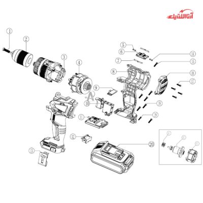 کیت دریل پیچ‌گوشتی چکشی شارژی 13 میلی‌متری رونیکس مدل 8905K