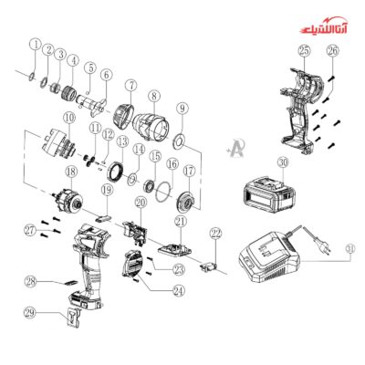 دریل پیچ‌گوشتی چکشی شارژی رونیکس مدل 8906