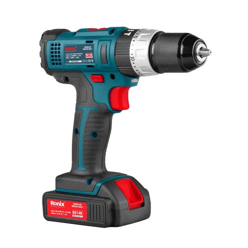 کیت دریل پیچ‌گوشتی چکشی شارژی 14 ولت رونیکس مدل 8614K