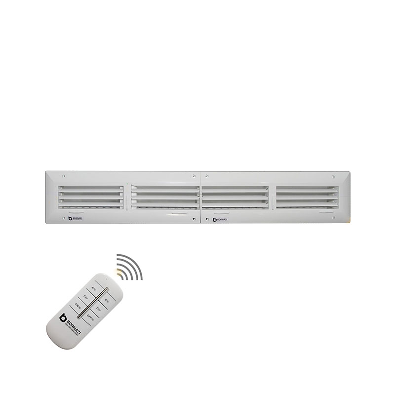 دریچه کولر چهار شبکه ریموت دار مستطیل برنازی سایز 12 در 100