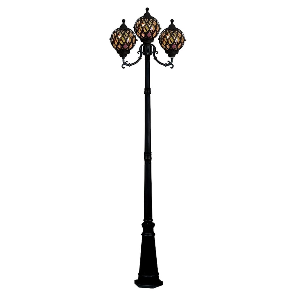 چراغ حیاطی ایستاده سه شاخه رو به بالا تیانا مدل سیمین
