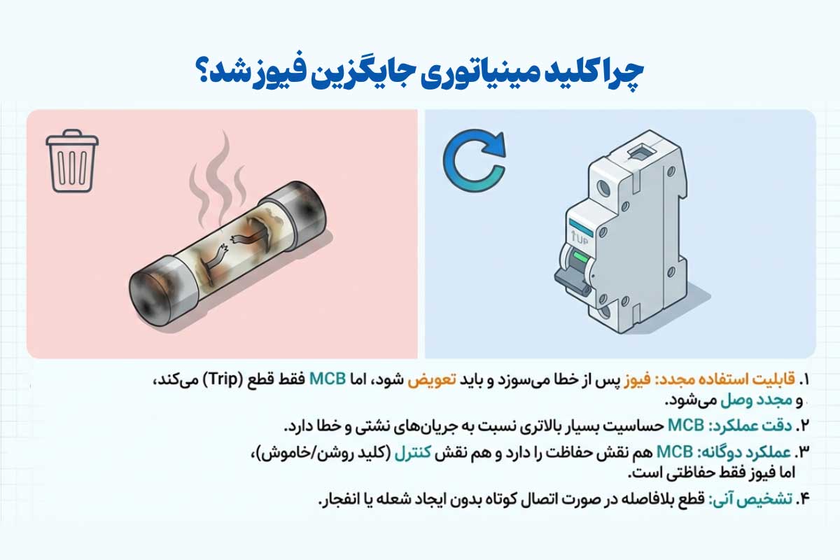چرا کلید مینیاتوری جایگزین فیوز شد؟