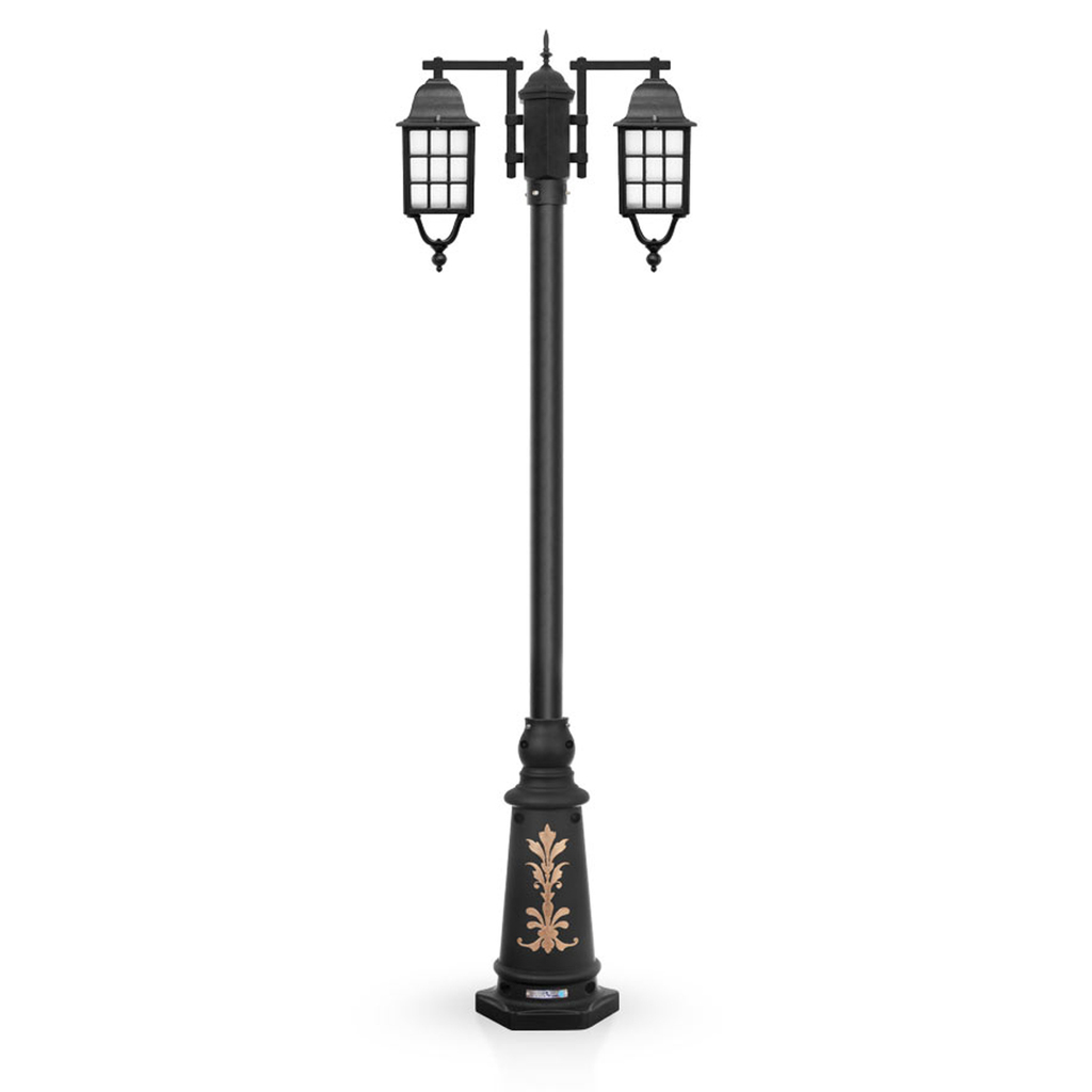 چراغ حیاطی ایستاده دو شاخه شب تاب مدل مشبک کد SH-104120420