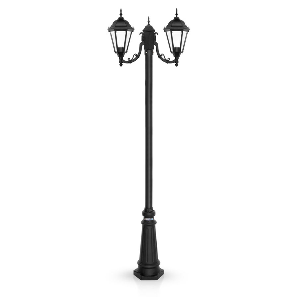 چراغ حیاطی ایستاده دو شاخه شب تاب مدل رومی کد SH-104320110