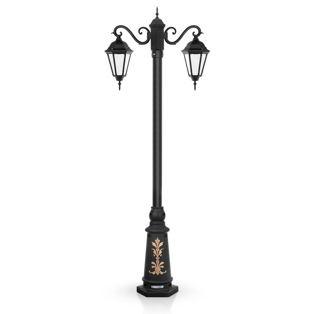 چراغ حیاطی ایستاده دو شاخه شب تاب مدل رومی کد SH-104320320