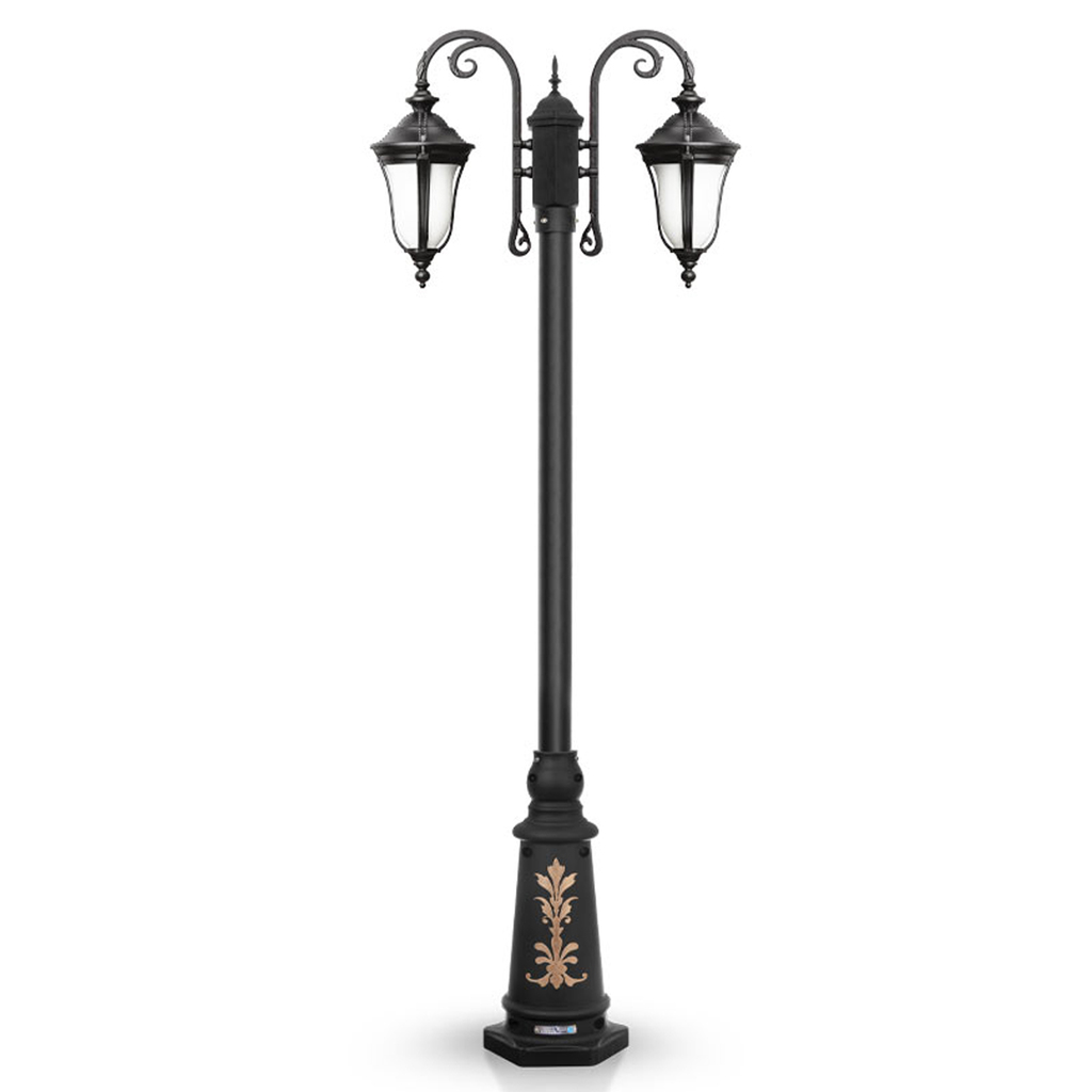 چراغ حیاطی ایستاده دو شاخه شب تاب مدل لاله کد SH-104420720-192120010
