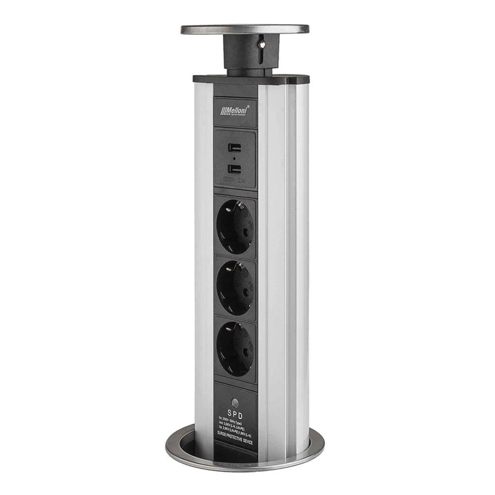 محافظ برق سه خانه آسانسوری توکار استیل ملونی مدل 10008