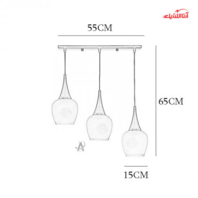 لوستر فلزی سه شعله خطی چشمه نور مدل G551/3H