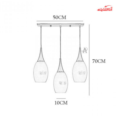لوستر فلزی سه شعله چشمه نور مدل G546/3H