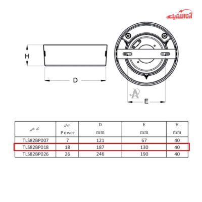 پنل سقفی روکار 18 وات تولید نور مدل مونلایت گرد کد TLS82BP018