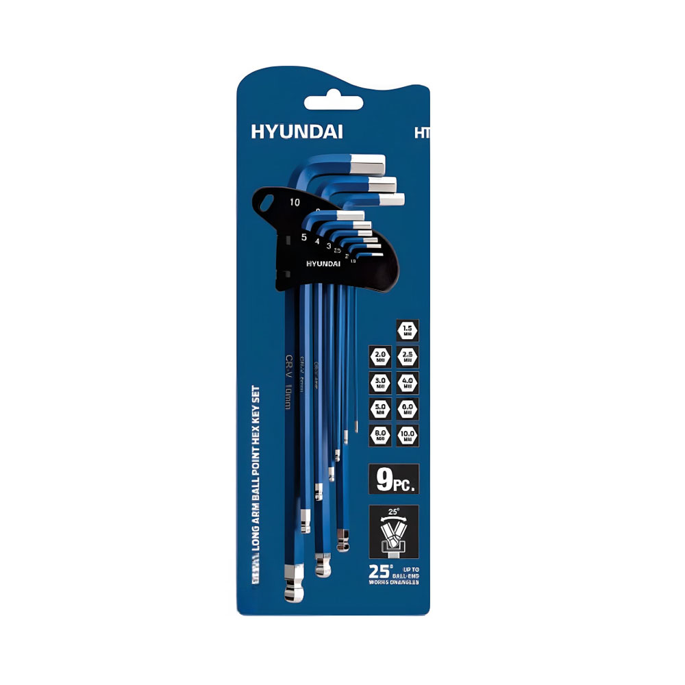 مجموعه 9 عددی آچار آلن فوق بلند شش گوش هیوندای مدل HT-290