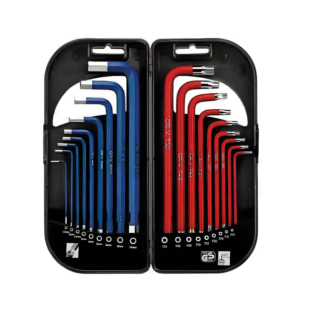 مجموعه 18 عددی آچار آلن بلند شش گوش و ستاره‌ای هیوندای مدل HT-180