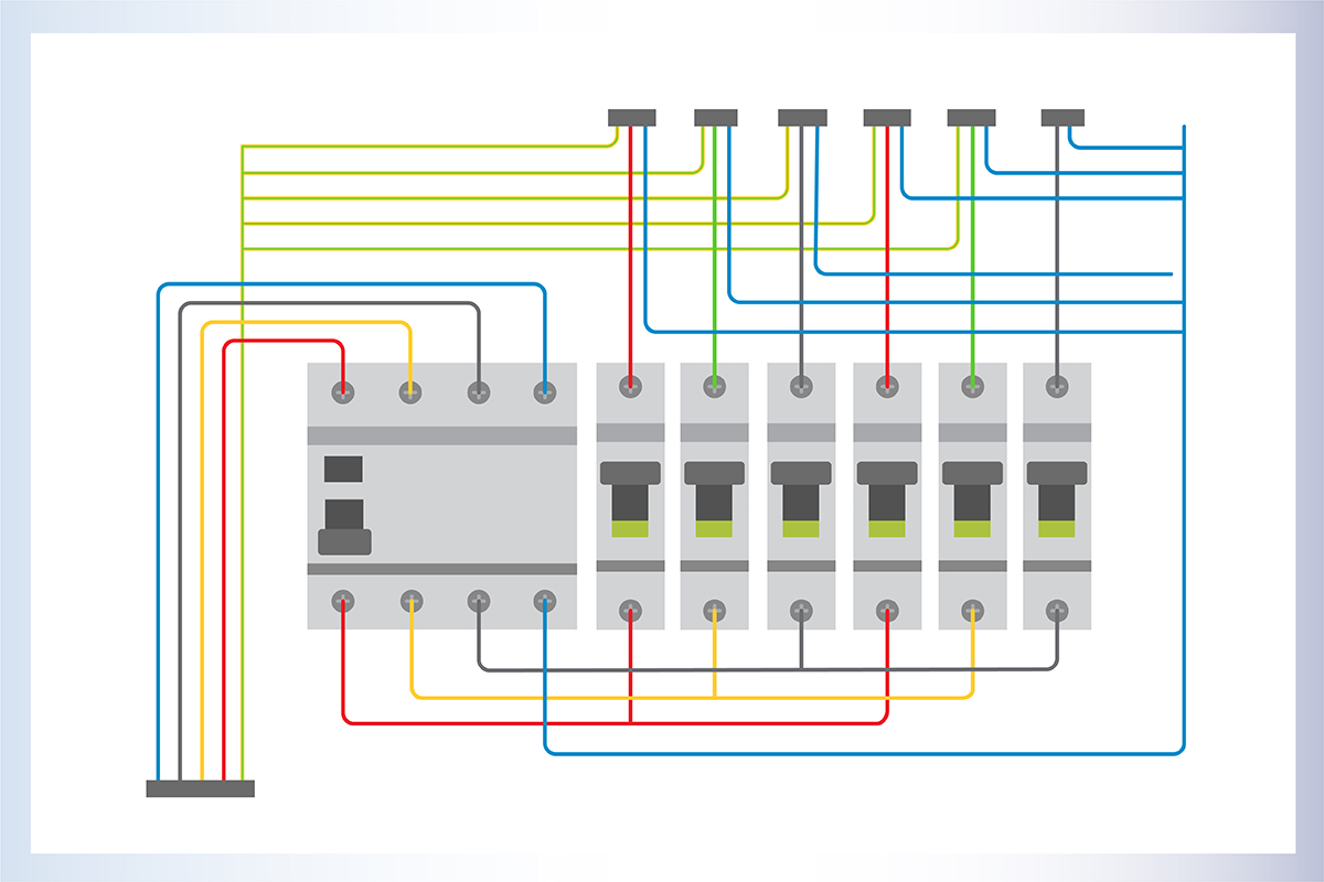نحوه سیم کشی جعبه فیوز سه فاز با کلید نشتی جریان