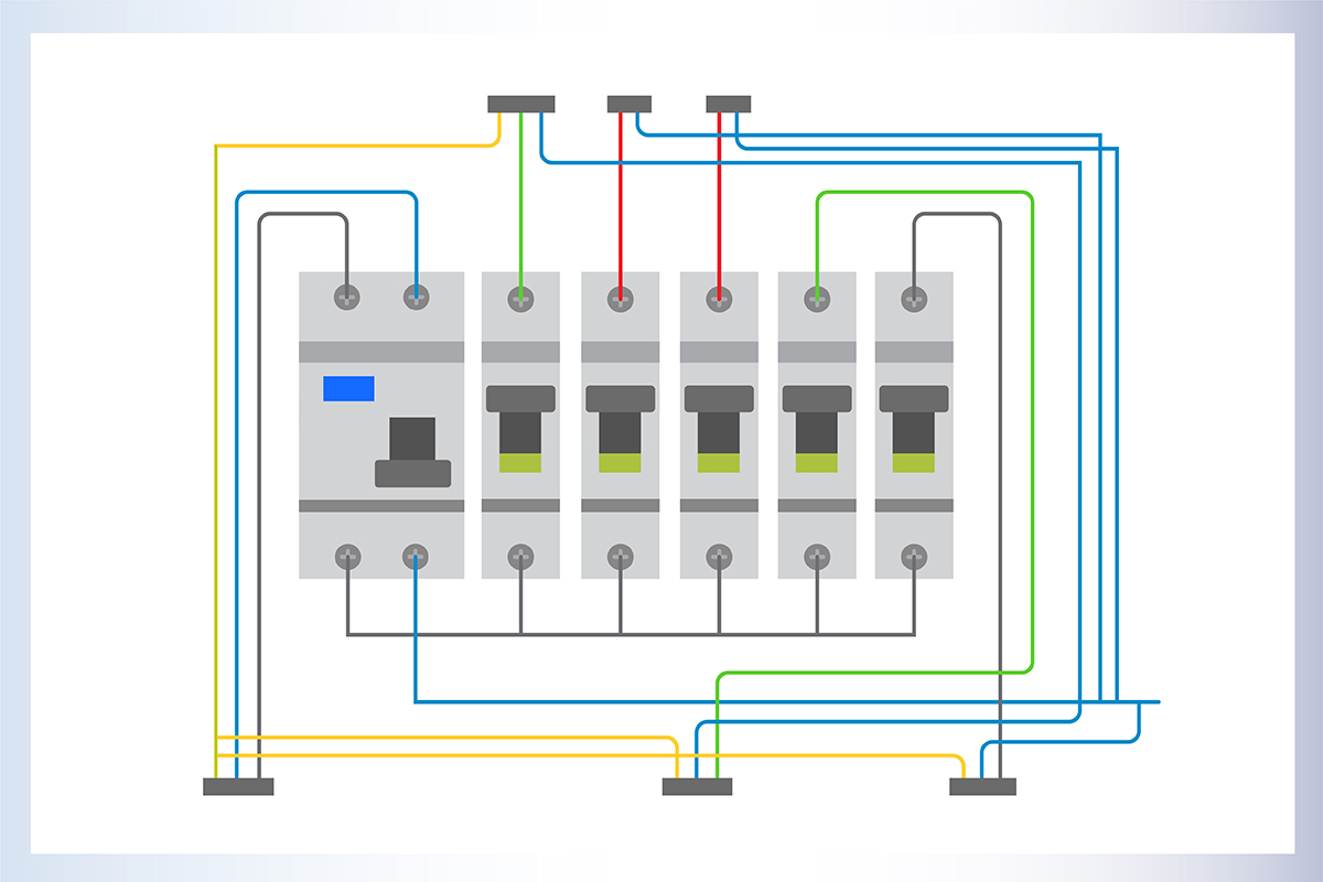 نحوه سیم کشی جعبه فیوز تک فاز با کلید نشتی جریان