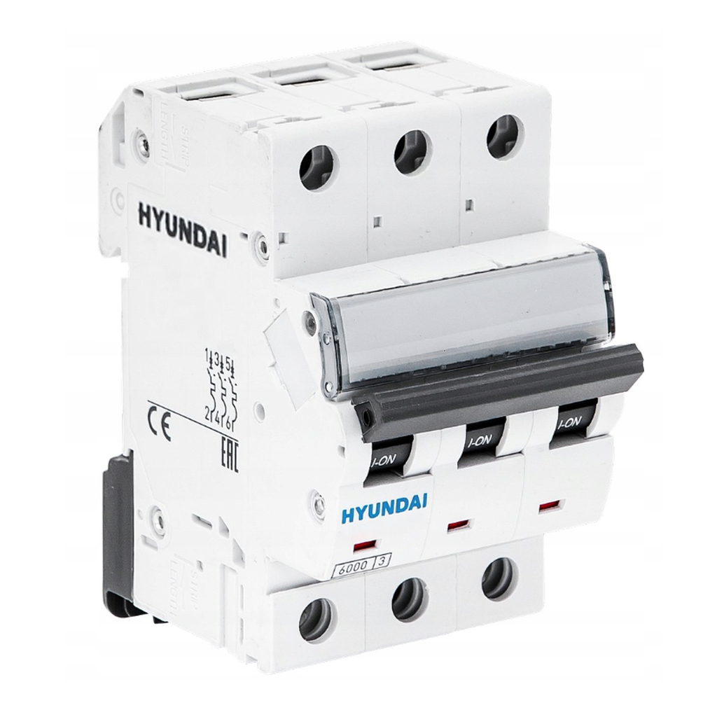کلید مینیاتوری 125 آمپر سه پل هیوندای کد B125-6KA-3P