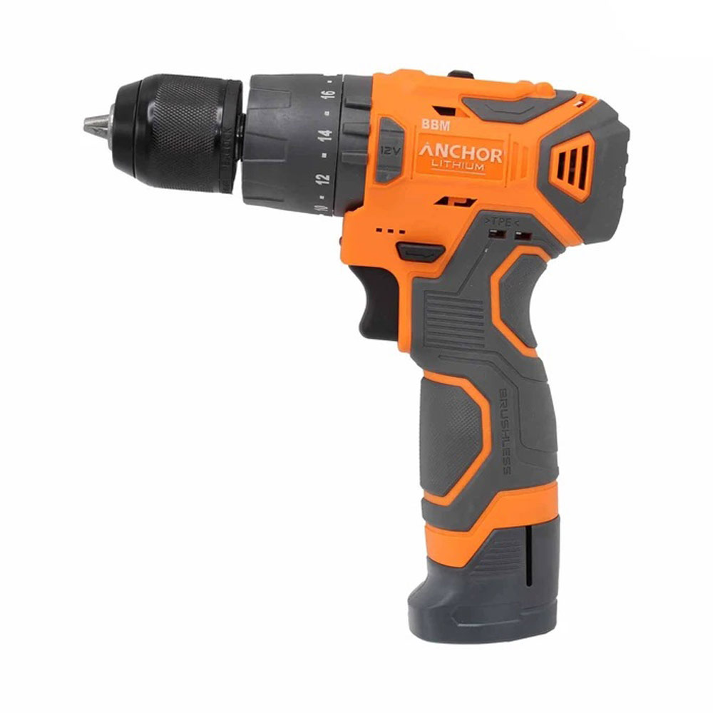 دریل شارژی چکشی 12 ولت 2 آمپر دو سرعته براشلس آنکور Anchor مدل DCE12