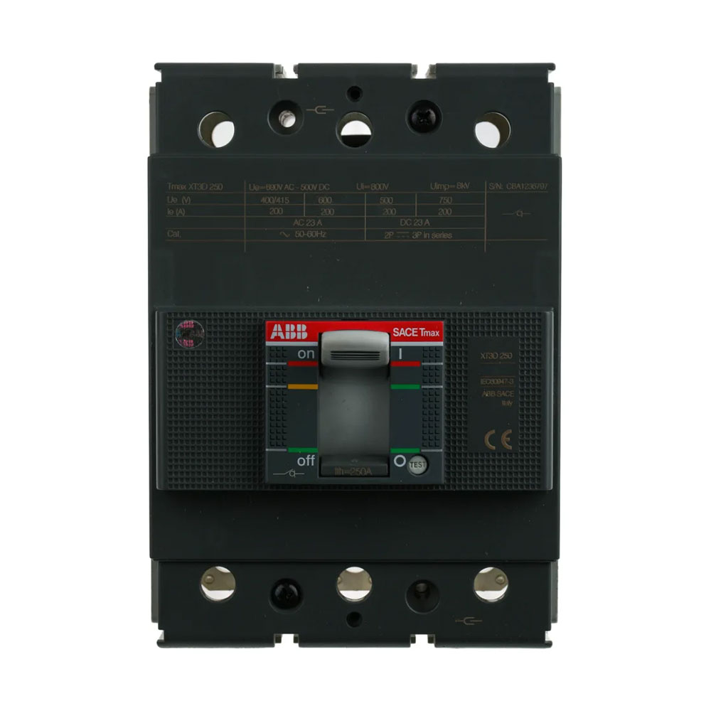 کلید اتوماتیک 250 آمپر غیرقابل تنظیم ABB کد Tmax XT3D 250