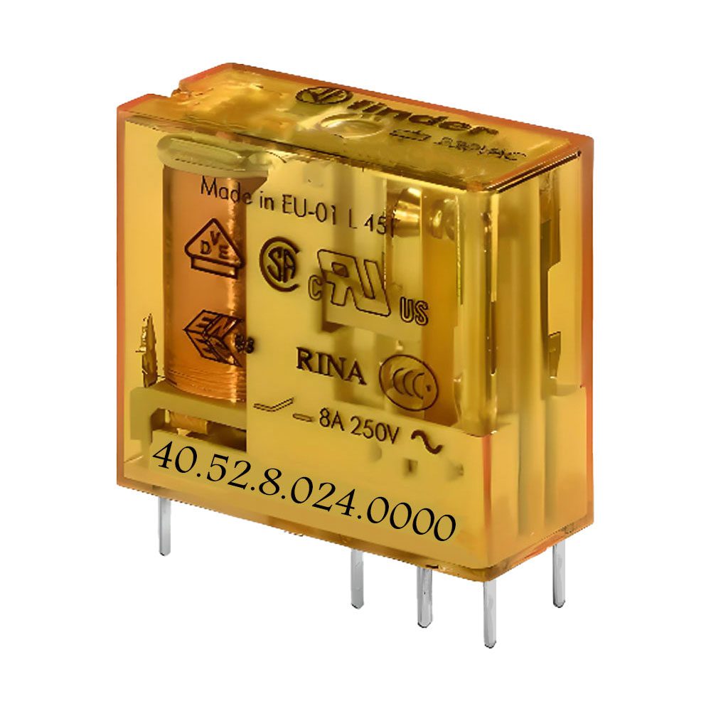 رله شیشه ای 8 پایه 2 کنتاکت 24 ولت AC فیندر کد 40.52.8.024.0000