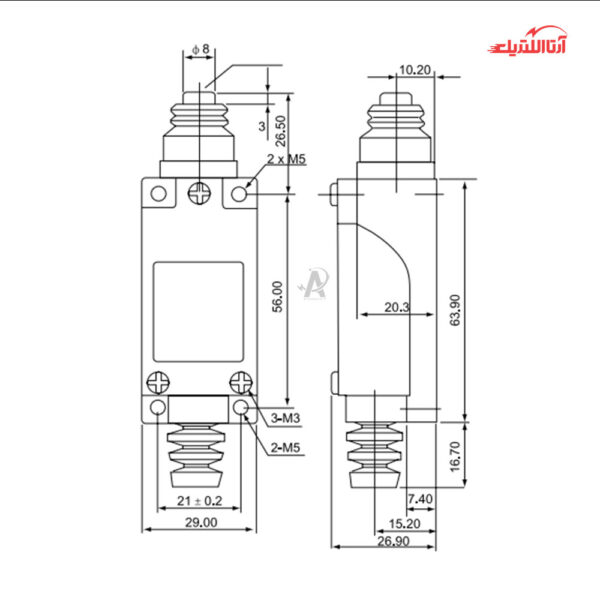 لیمیت سوئیچ فشاری ساده CNTD مدل TZ-8111
